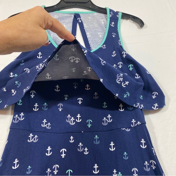 SO Maxi Stretch Dress Tank top sleeves anchor pattern Casual dress size 16 - Picture 4 of 14